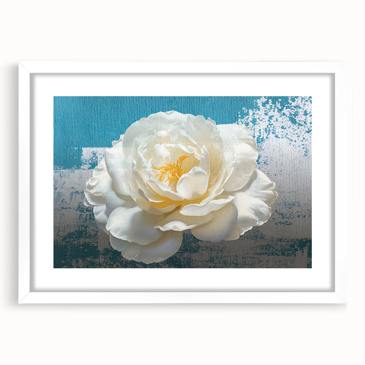 Abstract wall art featuring a collection of colorful strokes and lines in a modern design, framed with a white mat, perfect for contemporary decor and home aesthetics.