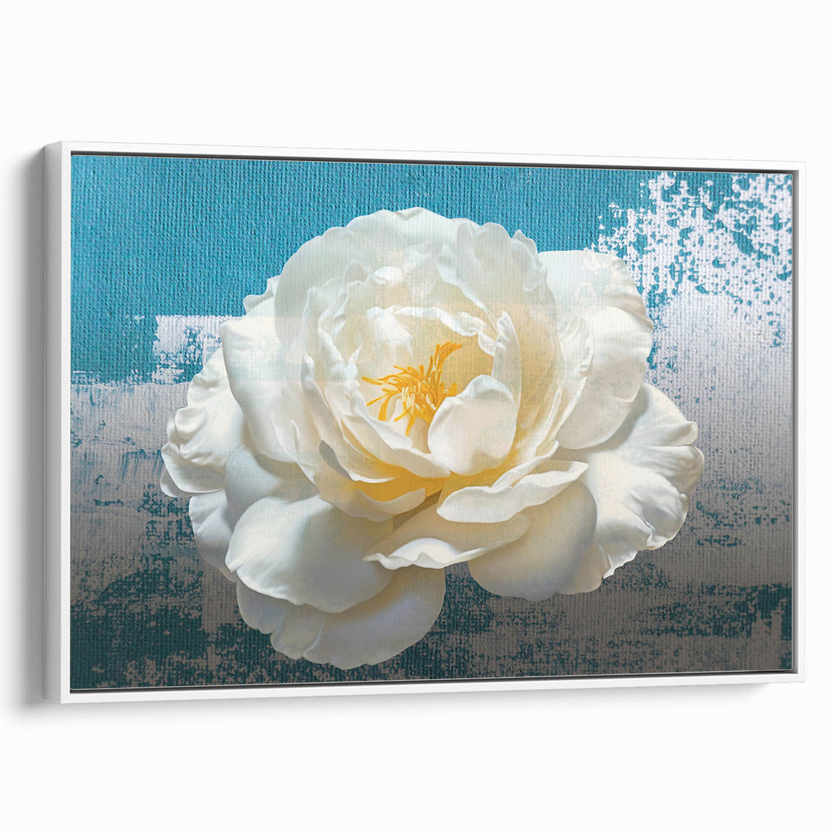 Framed canvas wall art showcasing an abstract design of colorful strokes and lines on a white background, emphasizing modern aesthetics and vibrant decor.