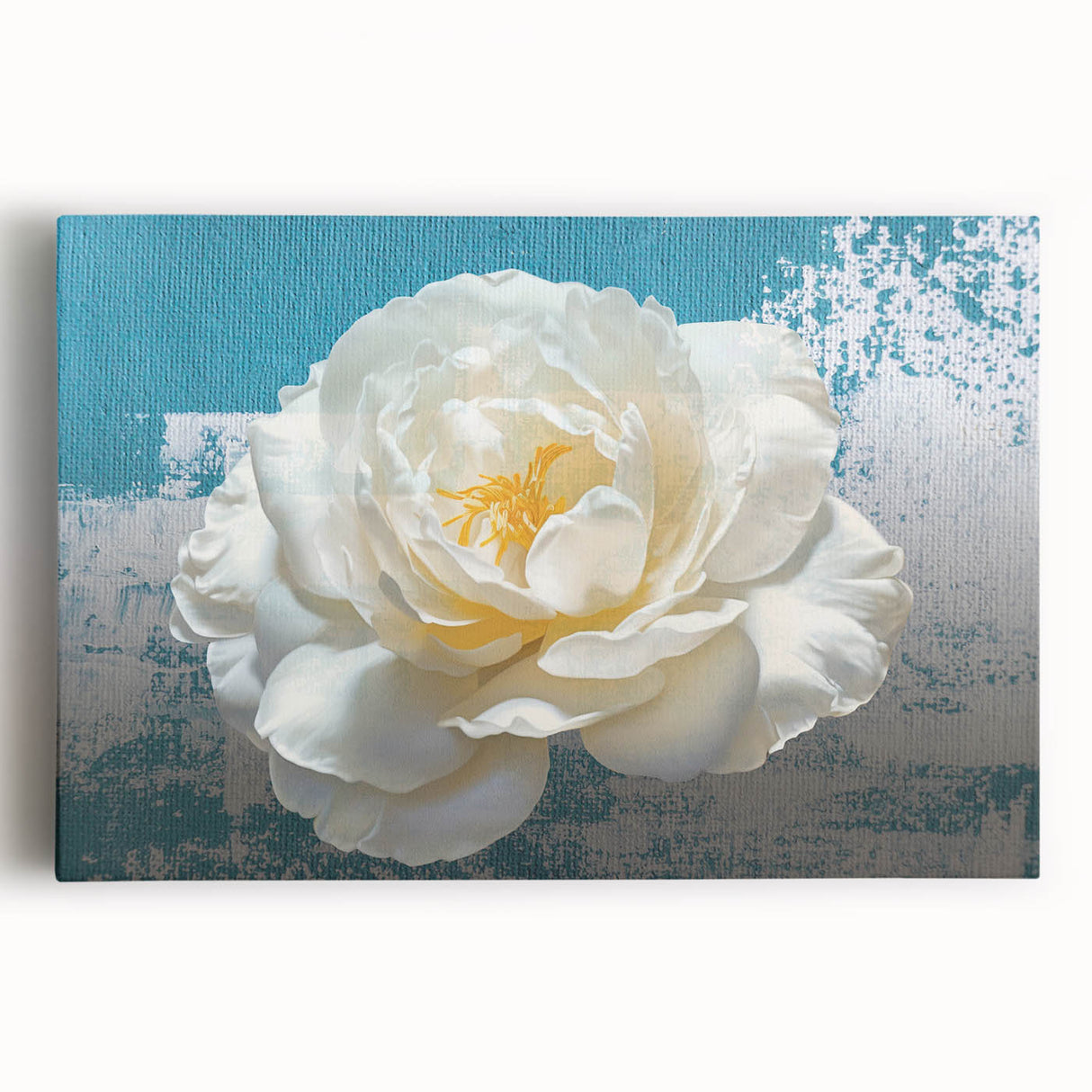 Abstract canvas wall art featuring vibrant strokes and lines in a blend of blue, orange, and yellow hues, perfect for modern decor and artistic spaces.