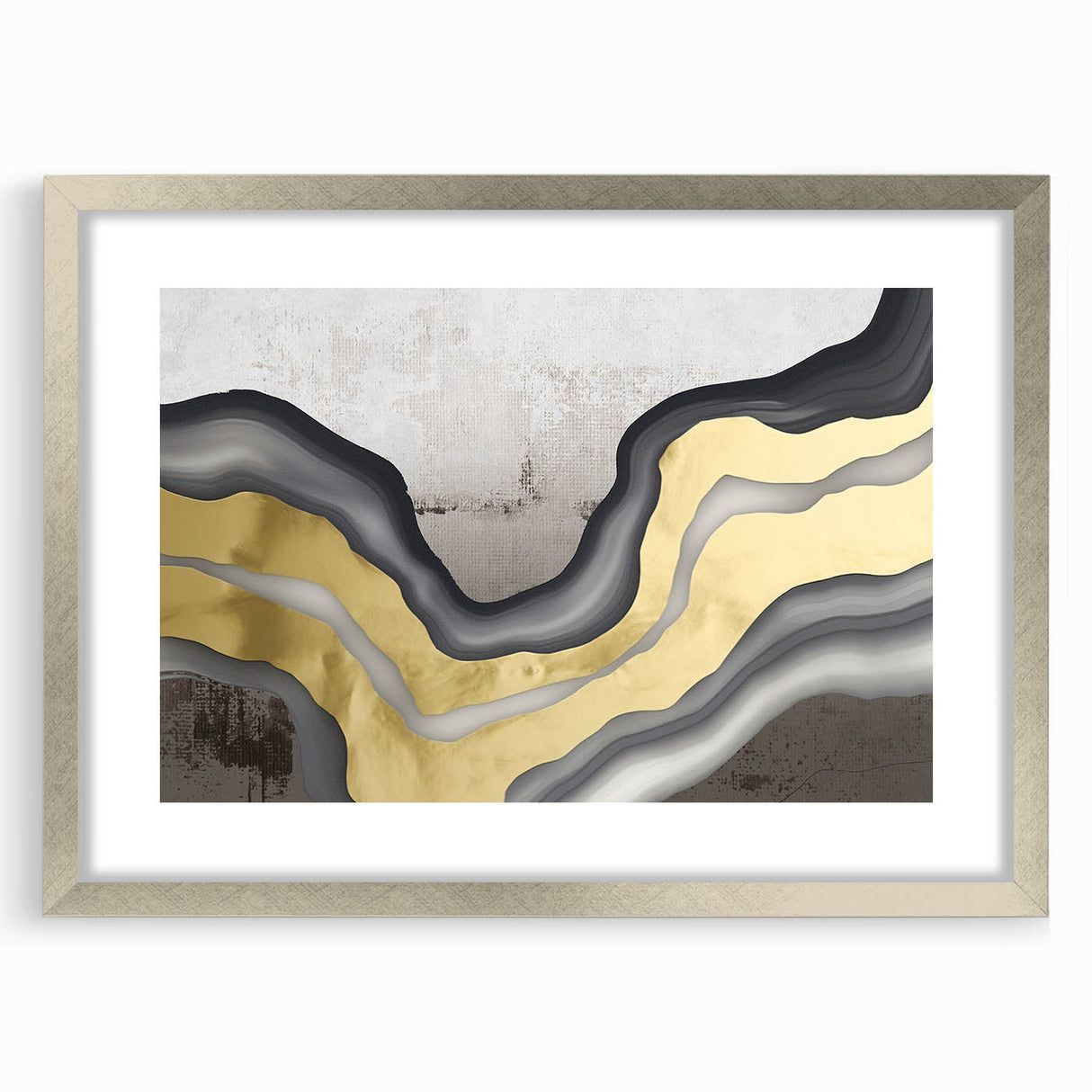 Abstract strokes and lines design in a silver-framed wall art piece, showcasing a modern aesthetic suitable for contemporary decor. Perfect for home or office spaces.
