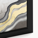Close-up of a framed canvas print showcasing an abstract strokes and lines design in vibrant colors, perfect for modern home decor and artistic interiors.