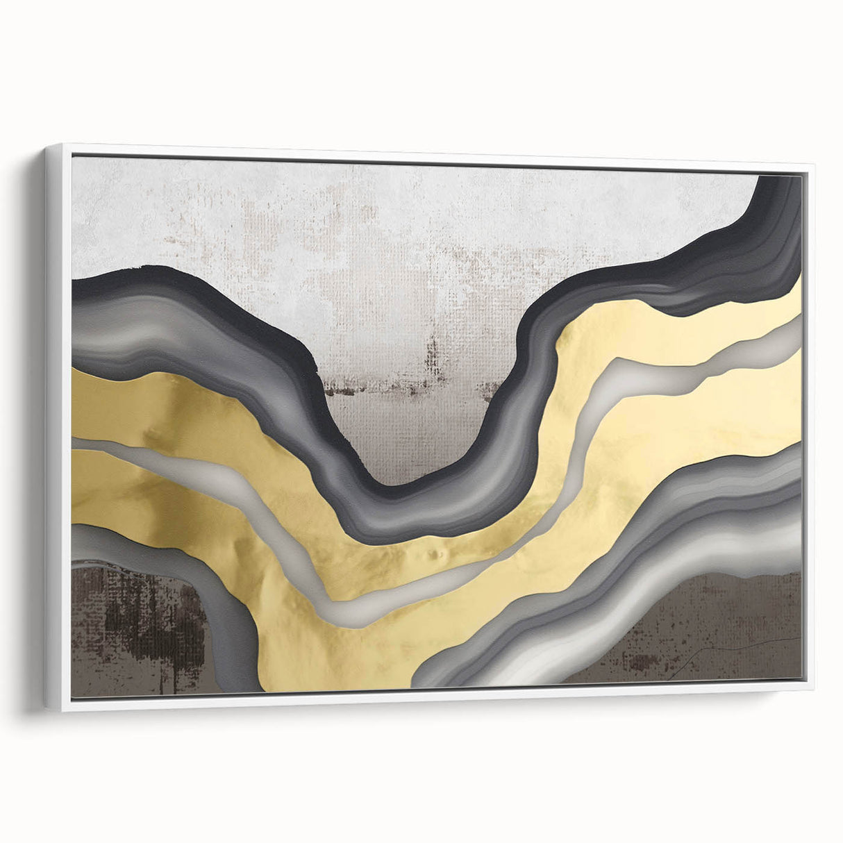 Framed canvas wall art showcasing an abstract design of colorful strokes and lines, presented in a sleek white frame, ideal for modern home decor.