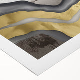 Abstract wall art design showcasing vibrant strokes and lines in shades of blue, orange, and gold, perfect for modern home decor. Ideal for adding a pop of color to living spaces.