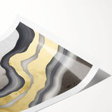 Abstract wall art print featuring colorful strokes and lines in vibrant hues of blue, orange, and yellow, ideal for modern decor and artistic expression.