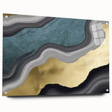 Abstract wall art featuring vibrant strokes and lines in various colors, displayed in an acrylic glass frame with visible hanging pins, ideal for modern decor.