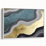 Framed wall art featuring an abstract design of colorful strokes and lines on a white background, showcasing a modern aesthetic for home decor.