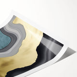 Abstract wall art print showcasing vibrant strokes and dynamic lines in a colorful design, perfect for modern home decor, rolled and ready for framing.