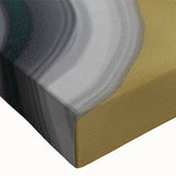 Close-up of an abstract strokes and lines design on a stretched canvas wall art piece, showcasing vibrant colors and intricate patterns, ideal for modern home decor.