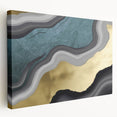 Stretched canvas artwork showcasing an abstract design with colorful strokes and lines, ideal for modern home decor. Perfect for enhancing living spaces.