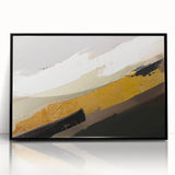 Framed wall art showcasing an abstract design with colorful strokes and lines in a modern aesthetic, featuring a sleek black frame ideal for contemporary decor.