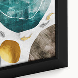 Close-up of a framed canvas showcasing an abstract strokes and lines design in vibrant colors, perfect for modern home decor and art enthusiasts. This artwork adds a touch of elegance and creativity to any living space.