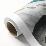 Abstract wall art featuring colorful strokes and lines in vibrant hues of blue, yellow, and pink, elegantly presented on a rolled canvas, perfect for modern decor.