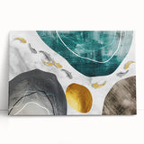 Abstract canvas wall art featuring vibrant strokes and lines in shades of blue, orange, and yellow, perfect for modern home decor and artistic spaces. The design showcases a dynamic interplay of colors and shapes, adding a contemporary touch to any room.