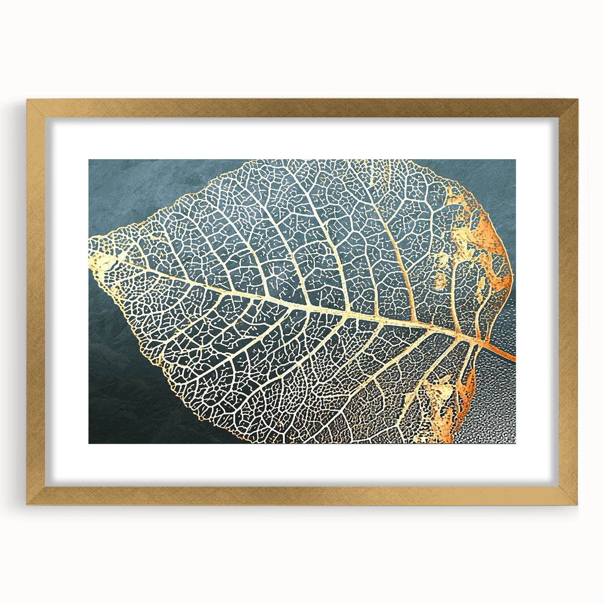 Abstract strokes and lines design wall art in a gold frame, featuring a modern aesthetic with a mat. Perfect for enhancing contemporary home decor.