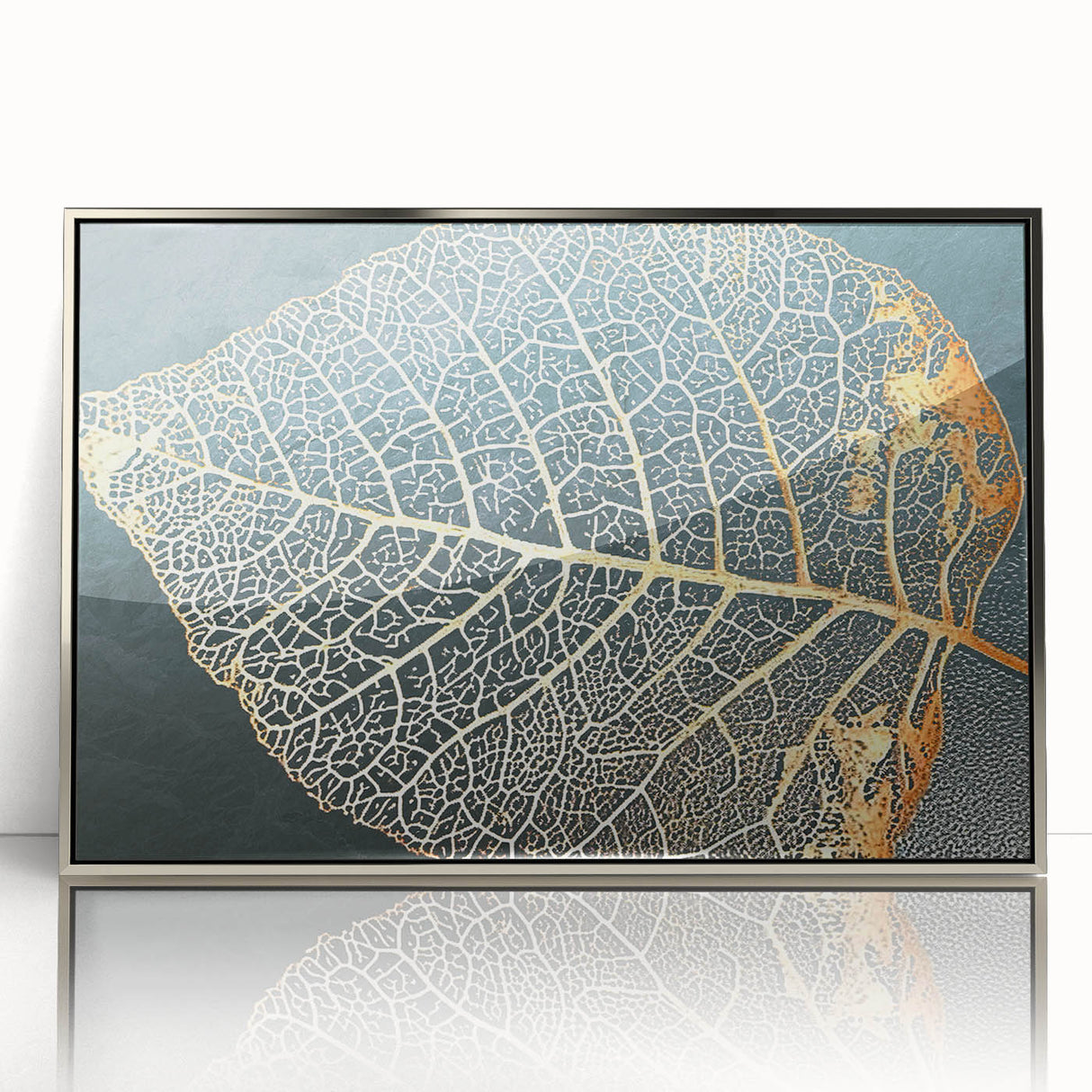 Framed acrylic wall art displaying an abstract design of colorful strokes and lines in silver, perfect for modern home decor. Adds a contemporary touch to any space.