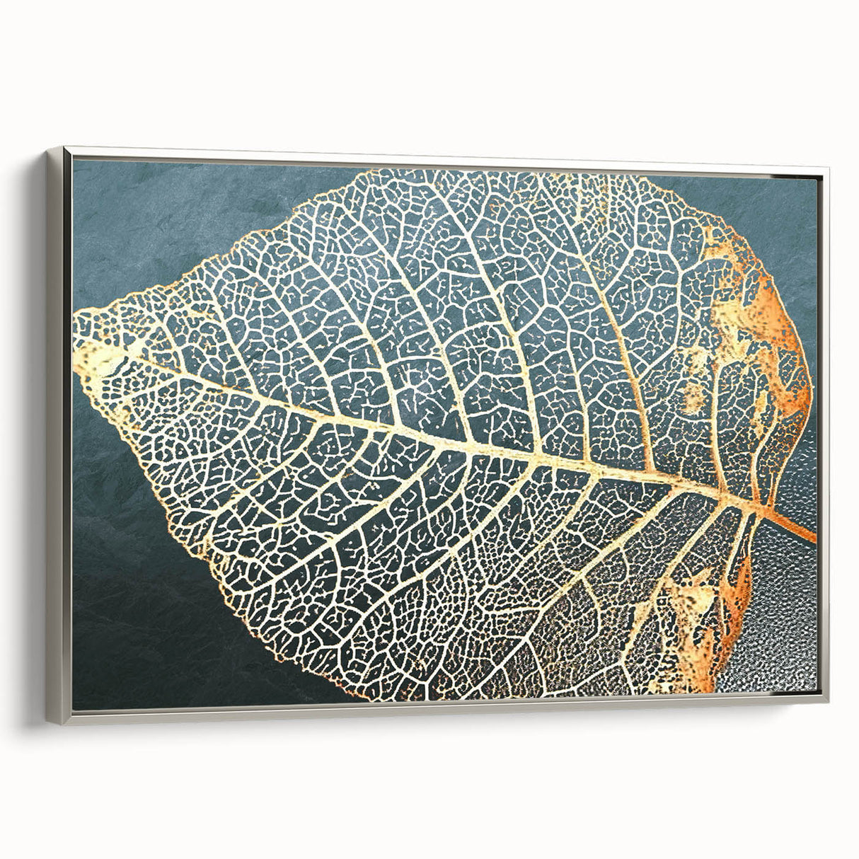Framed wall art showcasing an abstract design with dynamic strokes and lines in shades of silver and grey, adding a modern touch to any decor.