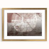 Abstract wall art featuring dynamic strokes and lines in gold and white, elegantly framed with a mat, ideal for modern interior decor in living spaces.