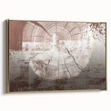 Framed canvas wall art showcasing a modern abstract design with gold strokes and lines, ideal for contemporary home decor, viewed from the side.