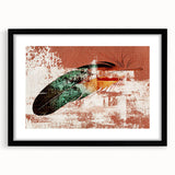 Abstract wall art design featuring dynamic strokes and lines in a black frame with a mat, showcasing a modern aesthetic perfect for contemporary home decor.