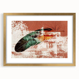 Abstract wall art featuring a contemporary design of colorful strokes and lines in a gold-framed setting, perfect for modern home decor accents.