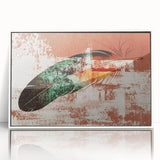 Framed abstract wall art featuring colorful strokes and lines in a modern design, showcasing a white frame and sleek acrylic finish, perfect for contemporary decor.