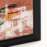 Close-up of an abstract strokes and lines design on framed canvas wall art, showcasing vibrant colors and intricate patterns, perfect for modern home decor.