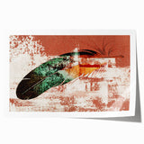 Abstract wall art print featuring vibrant strokes and dynamic lines in shades of blue, yellow, and pink, ideal for modern home decor. Perfect for adding a contemporary touch to living spaces.