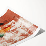 Abstract wall art print showcasing an intricate design of colorful strokes and lines, perfect for modern home decor, displayed in a rolled format ready for framing.