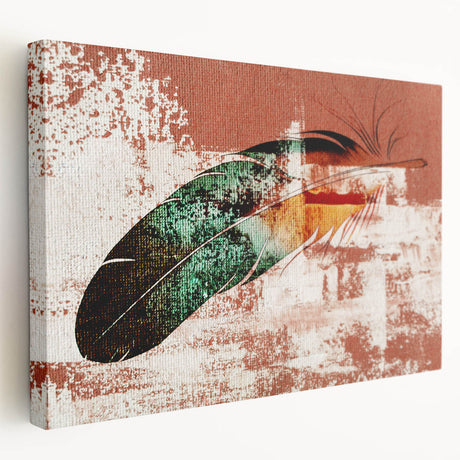 Abstract strokes and lines create a vibrant wall art piece on stretched canvas, showcasing a contemporary design in a side view, perfect for modern decor.