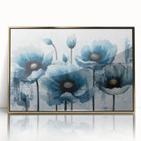 Framed acrylic wall art featuring an abstract design with gold strokes and lines, elegantly displayed in a modern setting, perfect for contemporary home decor.