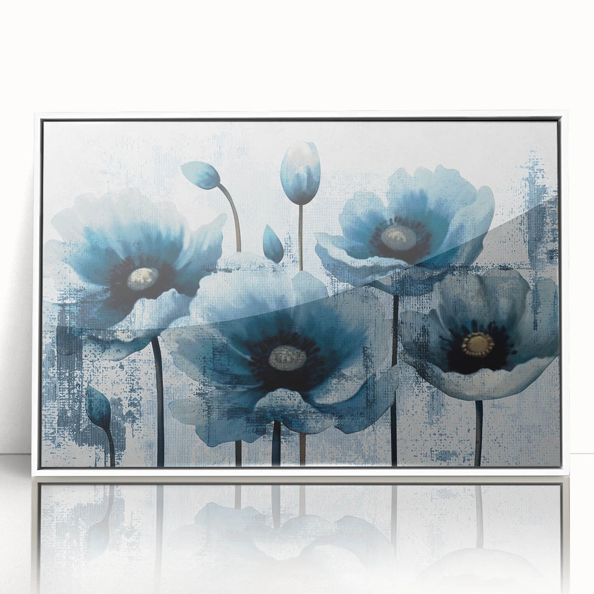 Framed wall art showcasing an abstract design of colorful strokes and lines, featuring a sleek white frame, perfect for modern home decor.
