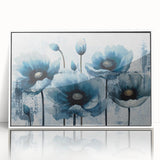 Framed wall art showcasing an abstract design of colorful strokes and lines, featuring a sleek white frame, perfect for modern home decor.