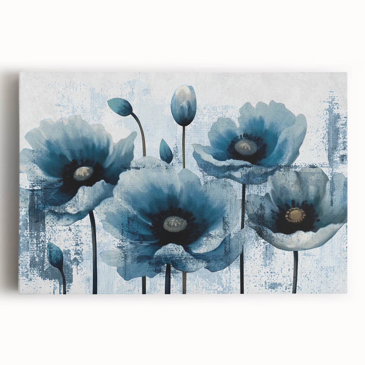 Abstract strokes and lines create a vibrant design on this stretched canvas wall art, featuring a mix of bold colors and fluid shapes, perfect for modern decor.