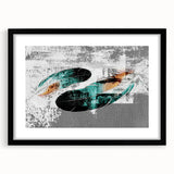 Abstract wall art featuring dynamic strokes and lines in a black frame with a mat, ideal for modern decor. Perfect for enhancing contemporary living spaces.