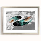 Abstract strokes and lines design in a contemporary silver frame with matting, showcasing a modern wall art piece ideal for enhancing living spaces and galleries.