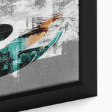 Abstract artwork featuring vibrant strokes and dynamic lines in a contemporary design, framed on canvas, perfect for modern home decor. The piece showcases a palette of bold colors, creating an energetic and eye-catching focal point.