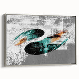 Framed canvas wall art showcasing an abstract design with bold strokes and lines in silver tones, adding a modern touch to home decor. Perfect for contemporary living spaces.