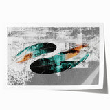 Abstract wall art print featuring vibrant strokes and lines in shades of blue, orange, and yellow, designed for modern home decor. Ideal for refreshing living spaces.