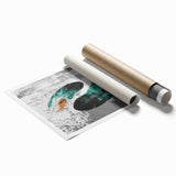 Abstract wall art featuring vibrant strokes and lines in shades of blue, yellow, and pink, ideal for modern home decor. The design adds a contemporary flair to any room, enhancing aesthetic appeal.