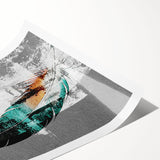 Rolled canvas print showcasing an abstract design with dynamic strokes and lines in vibrant colors, ideal for modern home decor, packaged securely in a protective tube.