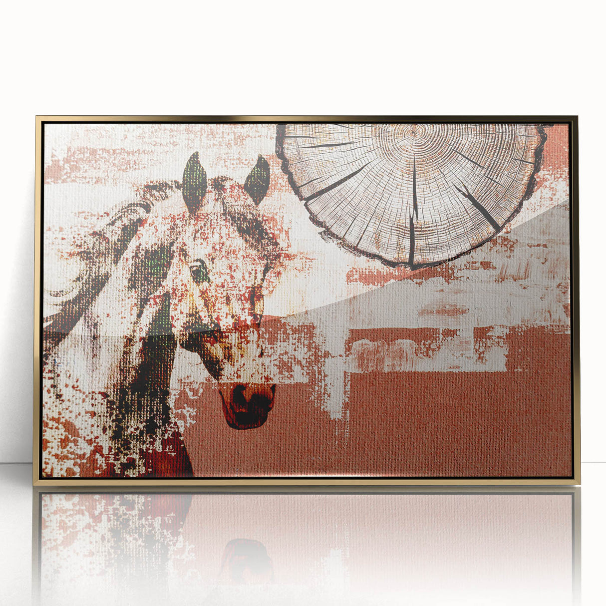 Framed acrylic wall art showcasing an abstract design with dynamic strokes and lines in gold, adding a modern touch to home decor. Perfect for stylish interiors.