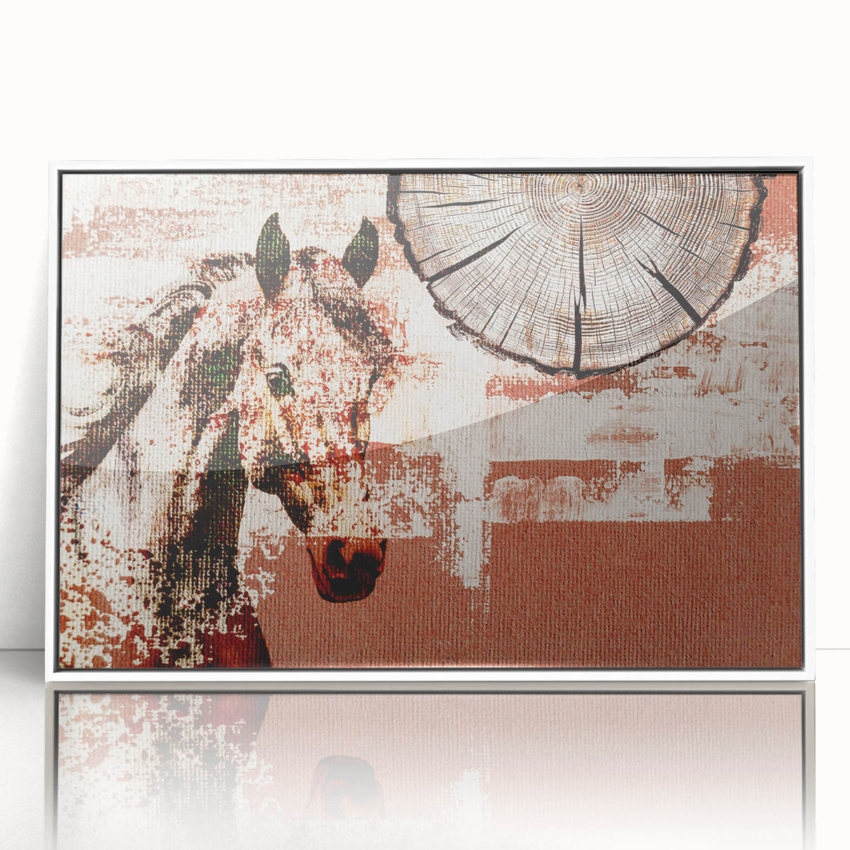 Framed wall art featuring an abstract design of colorful strokes and lines in vibrant hues, set against a white background, ideal for modern home decor.