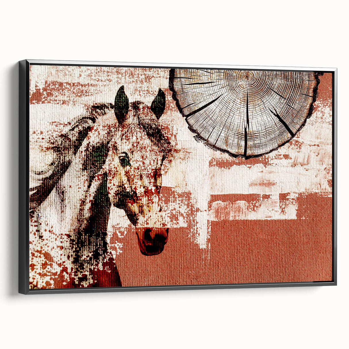 Framed wall art showcasing an abstract design with vibrant strokes and lines in black, perfect for modern decor. Side view highlights the frame's sleek finish.