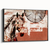 Framed wall art showcasing an abstract design with vibrant strokes and lines in black, perfect for modern decor. Side view highlights the frame's sleek finish.