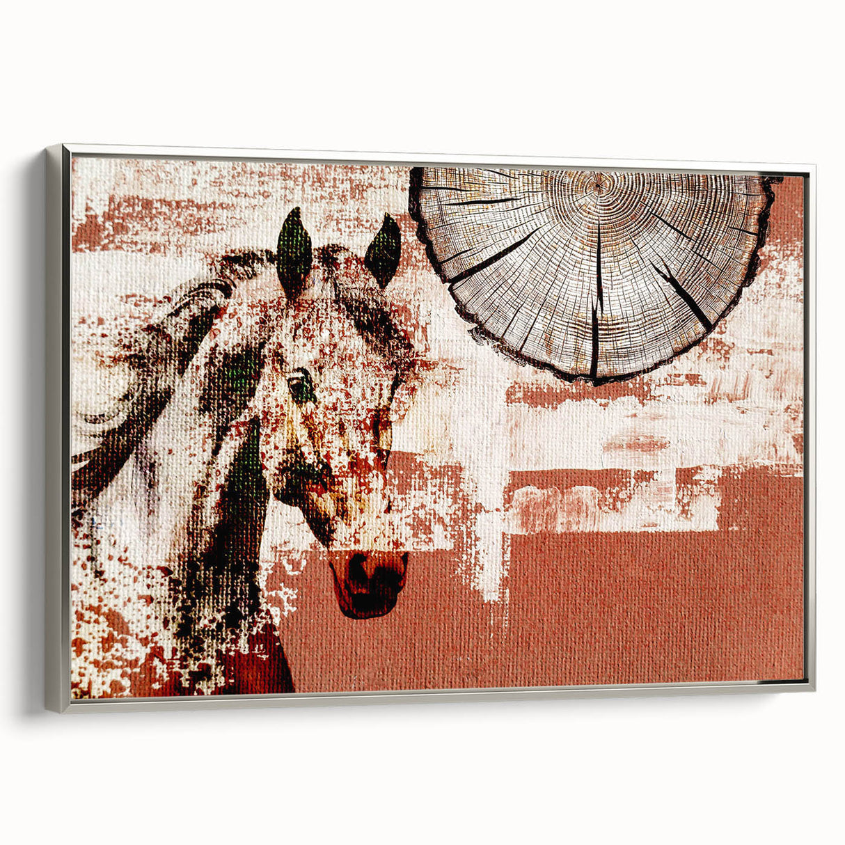 Framed canvas wall art showcasing an abstract design with striking strokes and lines in silver and white, ideal for modern home decor and artistic flair.