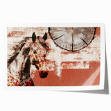 Abstract wall art print featuring vibrant strokes in shades of blue, orange, and yellow, showcasing dynamic lines and textures, perfect for modern home decor.