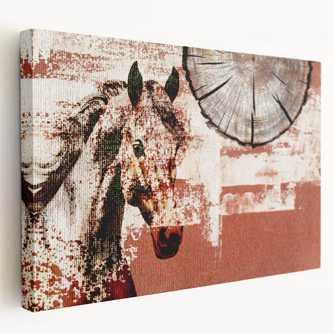 Abstract strokes and lines in vibrant colors create a modern wall art design on stretched canvas, showcasing a side view of the artistic piece.