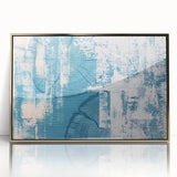 Framed wall art displaying an abstract design of colorful strokes and lines in gold and black, perfect for modern home decor, enhancing any living space.