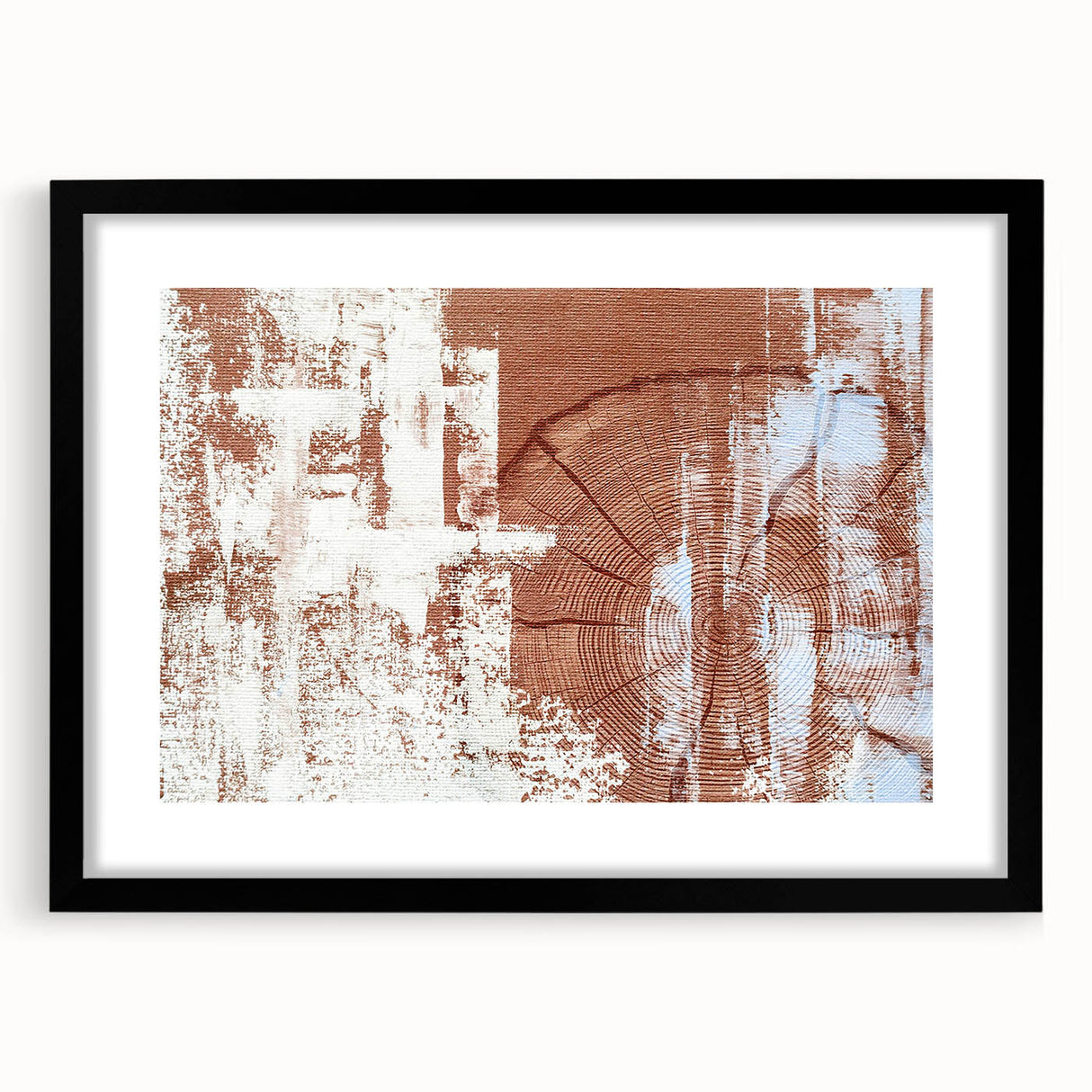 Abstract wall art featuring a modern design of colorful strokes and lines, elegantly framed in black with a matte finish, perfect for contemporary home decor.
