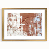 Abstract wall art featuring dynamic strokes and lines in a modern design, framed with a gold mat, showcasing a contemporary aesthetic perfect for home decor.